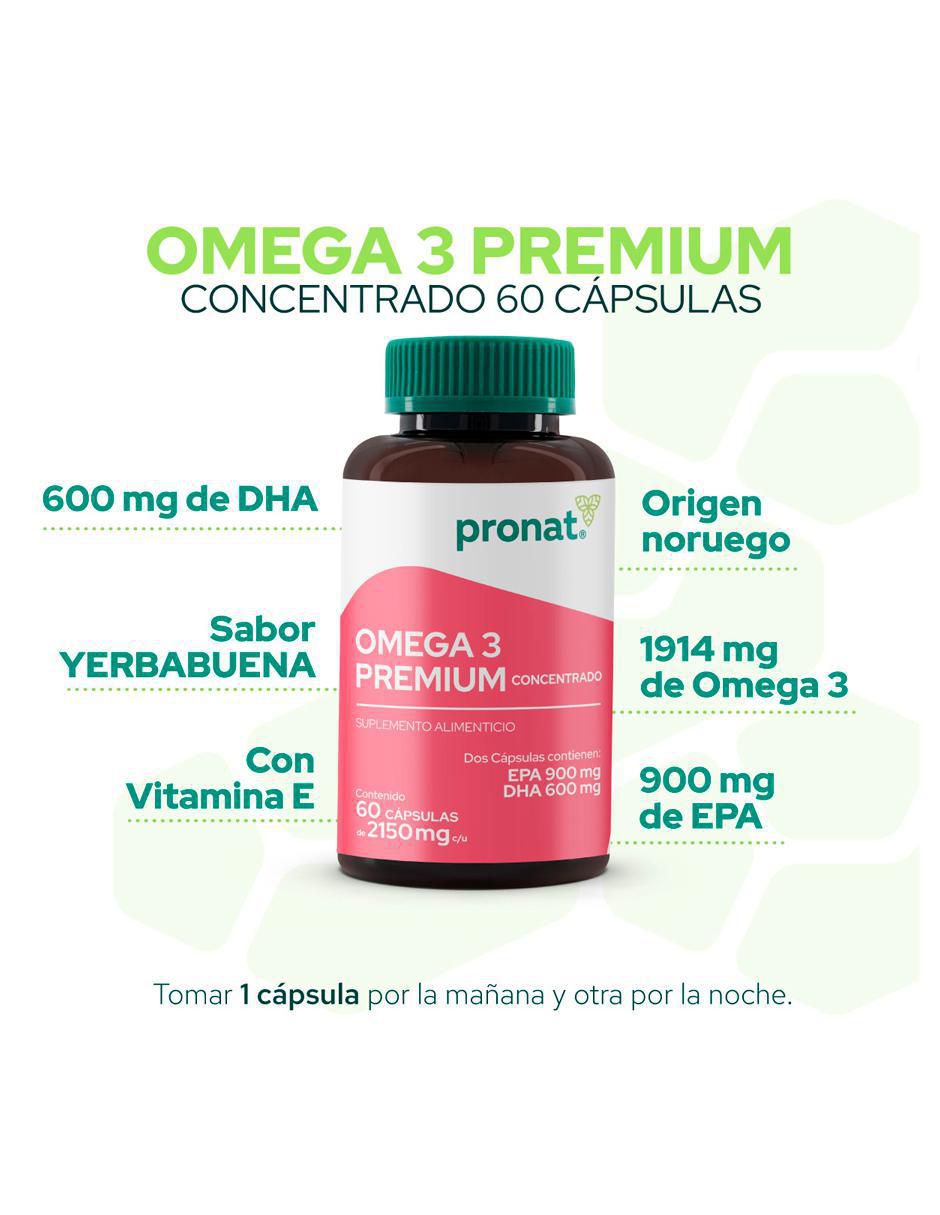 Omega 3 Premium con dha, epa y vitamina e sabor menta - hierbabuena de 60 cápsulas 3
