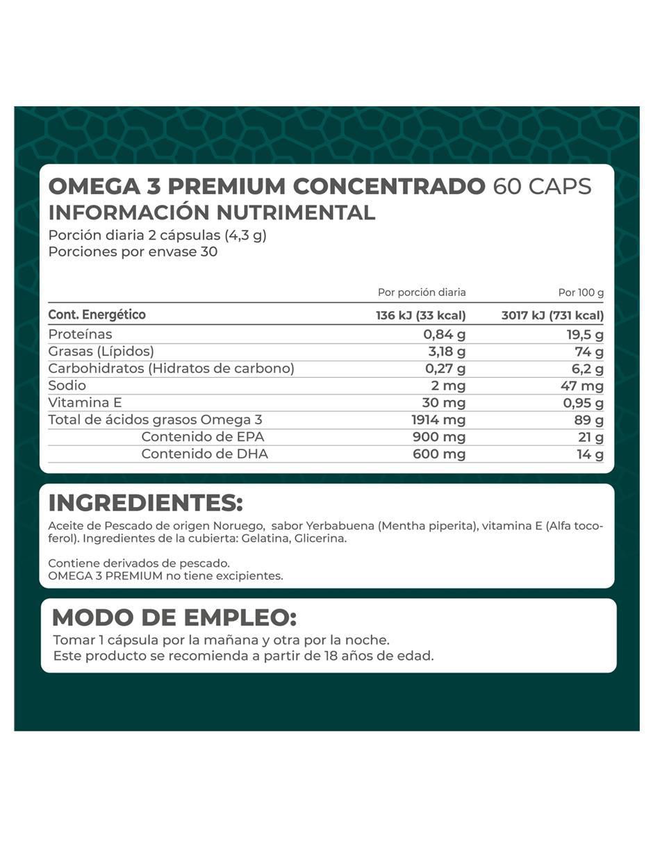 Omega 3 Premium con dha, epa y vitamina e sabor menta - hierbabuena de 60 cápsulas 4