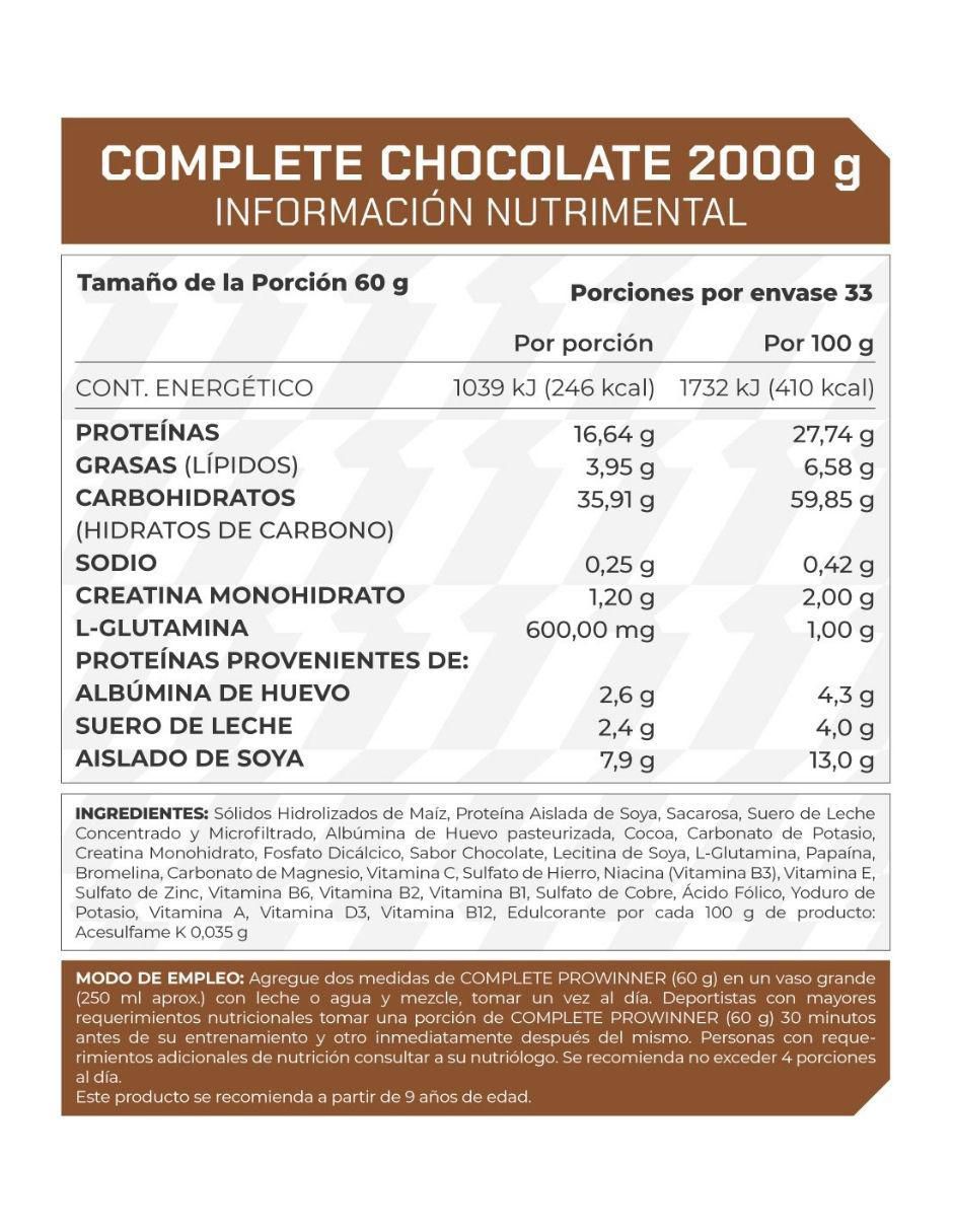 Suplemento Complete ProWinner sabor chocolate de 2 kg 2