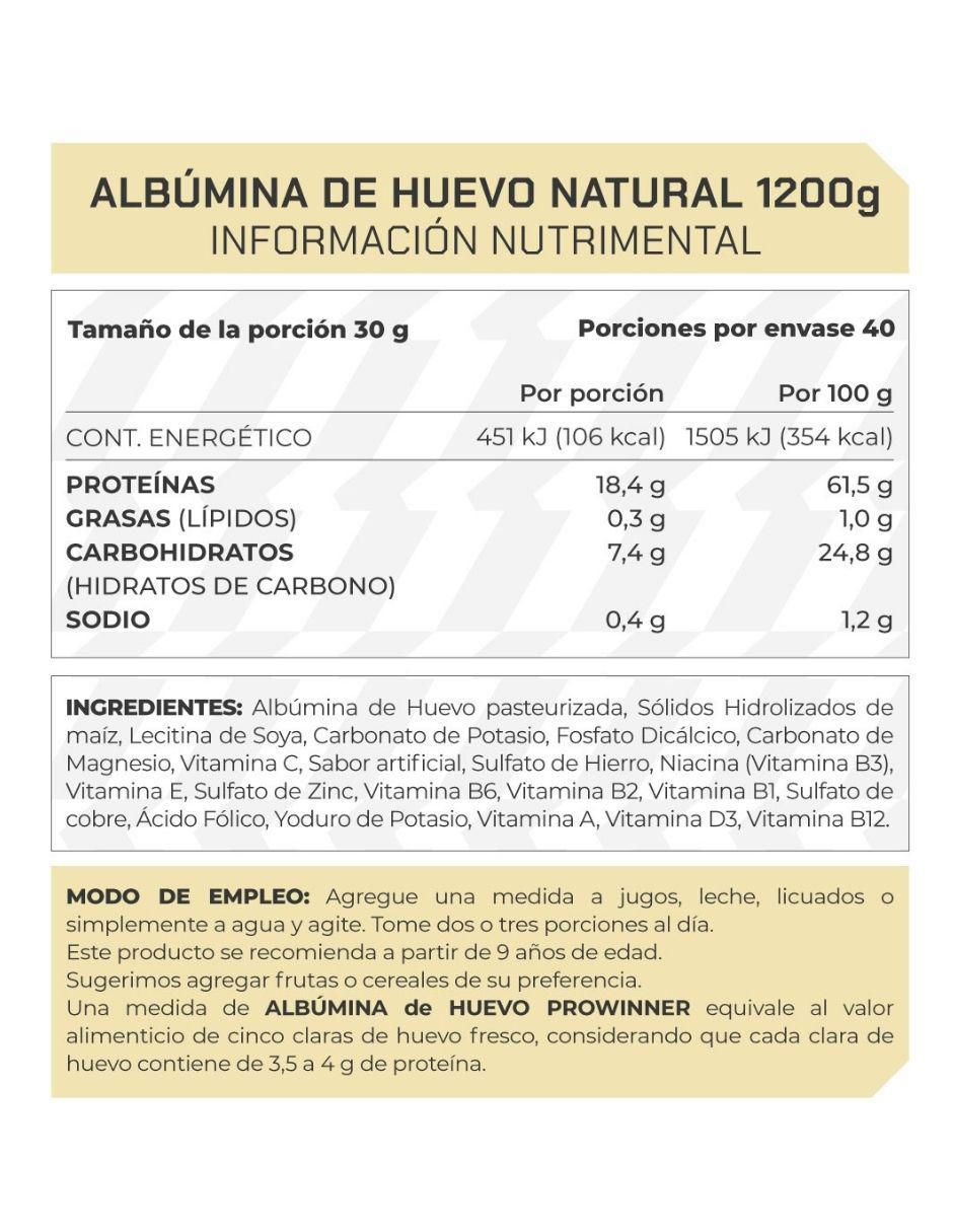 Suplemento Albumina de huevo ProWinner sabor natural de 1.2 kg 2