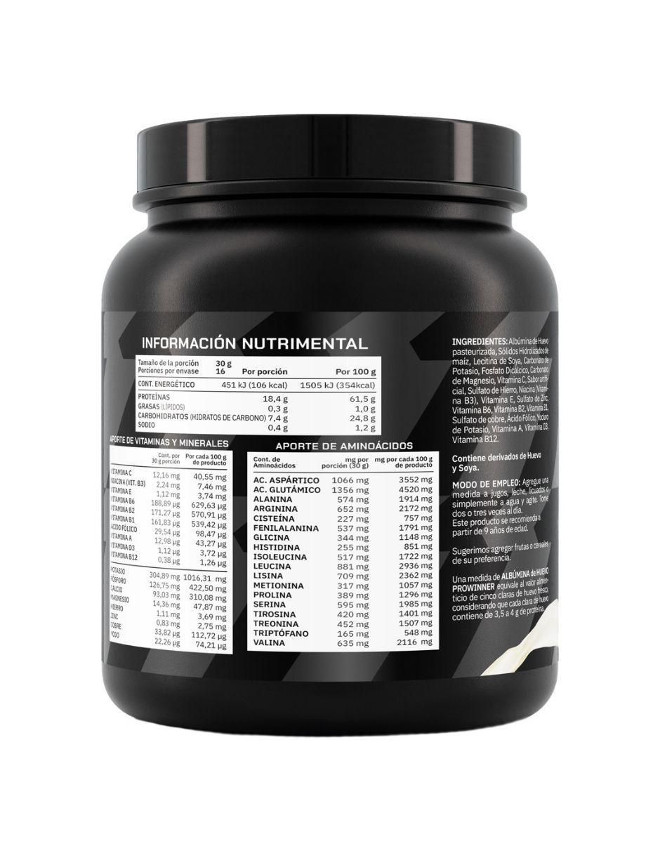 Suplemento Albumina de huevo ProWinner sabor natural de 500 g 3