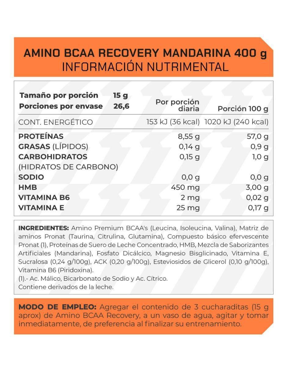 Suplemento Amino BCAA Recovery ProWinner sabor mandarina de 400 g 2
