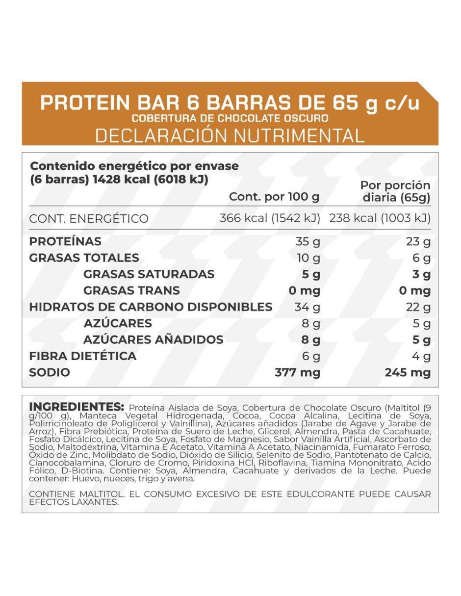 Suplemento Barra nutritiva Protein bar ProWinner caja con 6 piezas
 sabor chocolate 2