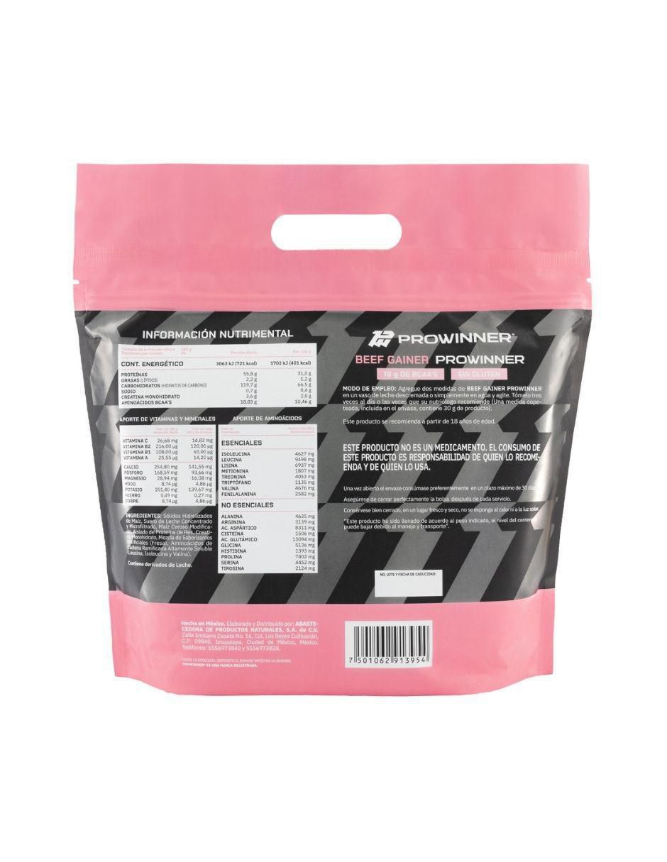 Suplemento Beef gainer ProWinner sabor fresa de 2.2 kg 3