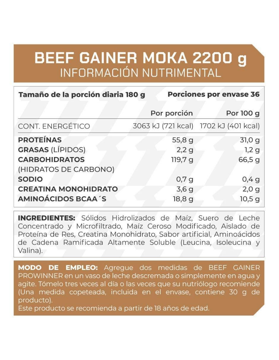 Suplemento Beef gainer ProWinner sabor moka de 2.2 kg 2