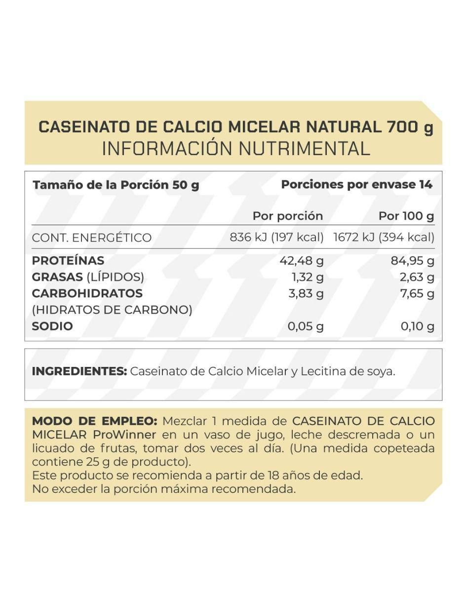Suplemento Caseinato de calcio micelar ProWinner sabor natural de 700 g 2