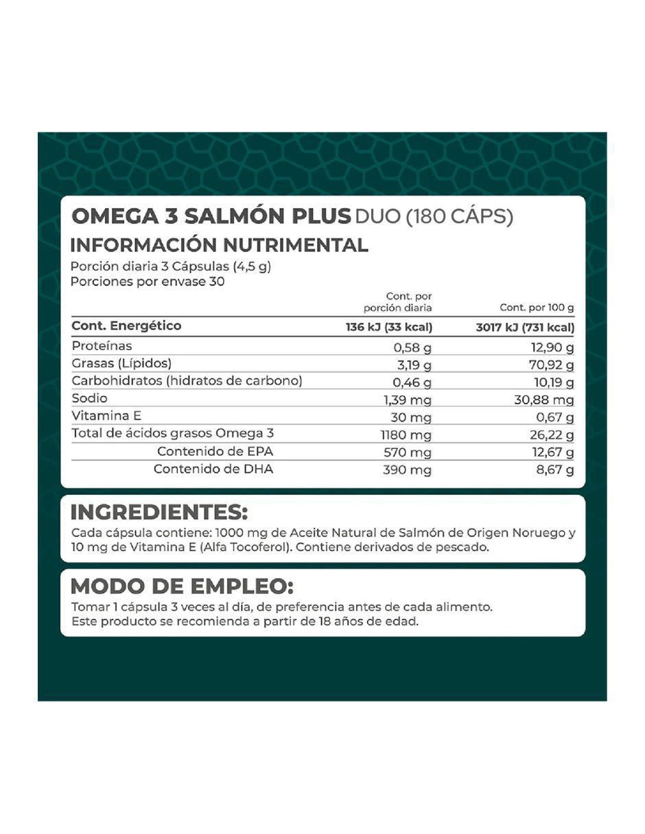 Salmón Plus (Omega 3) DUO con omega 3, aceite de salmón, dha y epa de 180 cápsulas 5