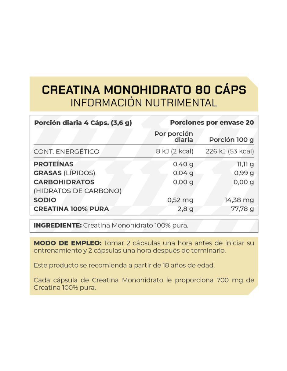 Suplemento Creatina monohidrato Prowinner de 80 cápsulas 2
