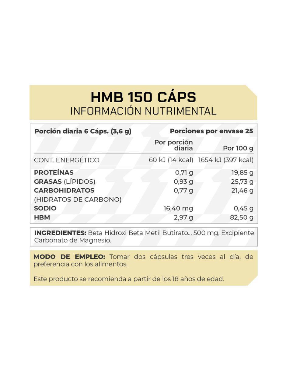 Suplemento HMB (Hidroxil Metil Butirato) de 150 cápsulas 2