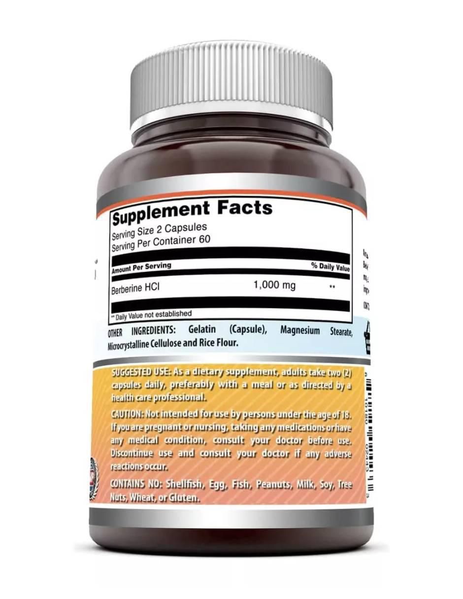 Berberine 1000 mg Amazing Nutrition sabor natural de 120 cápsulas 2
