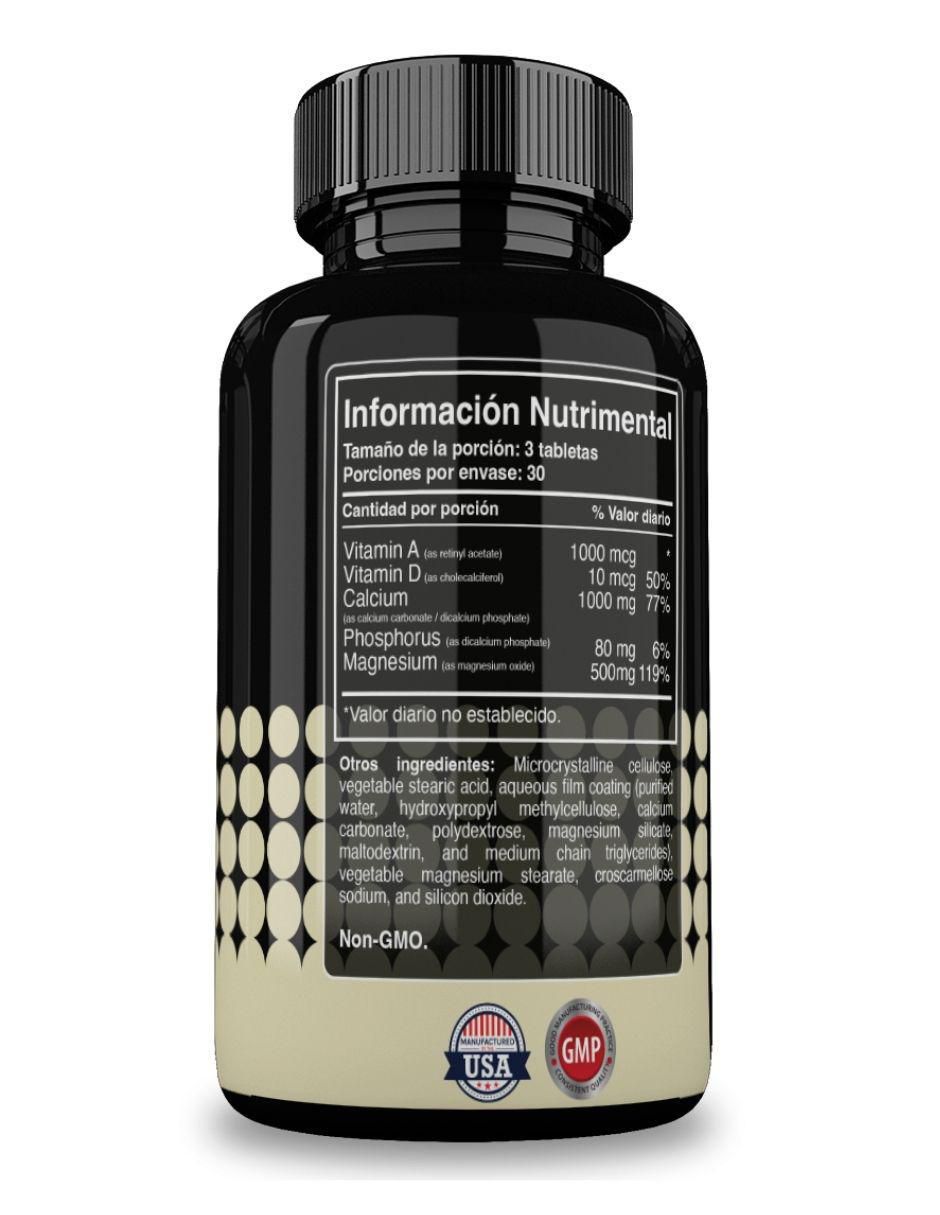Calcium Complex con calcio, magnesio, fosfóro, vitamina a y vitamina d sabor natural de 90 tabletas 2
