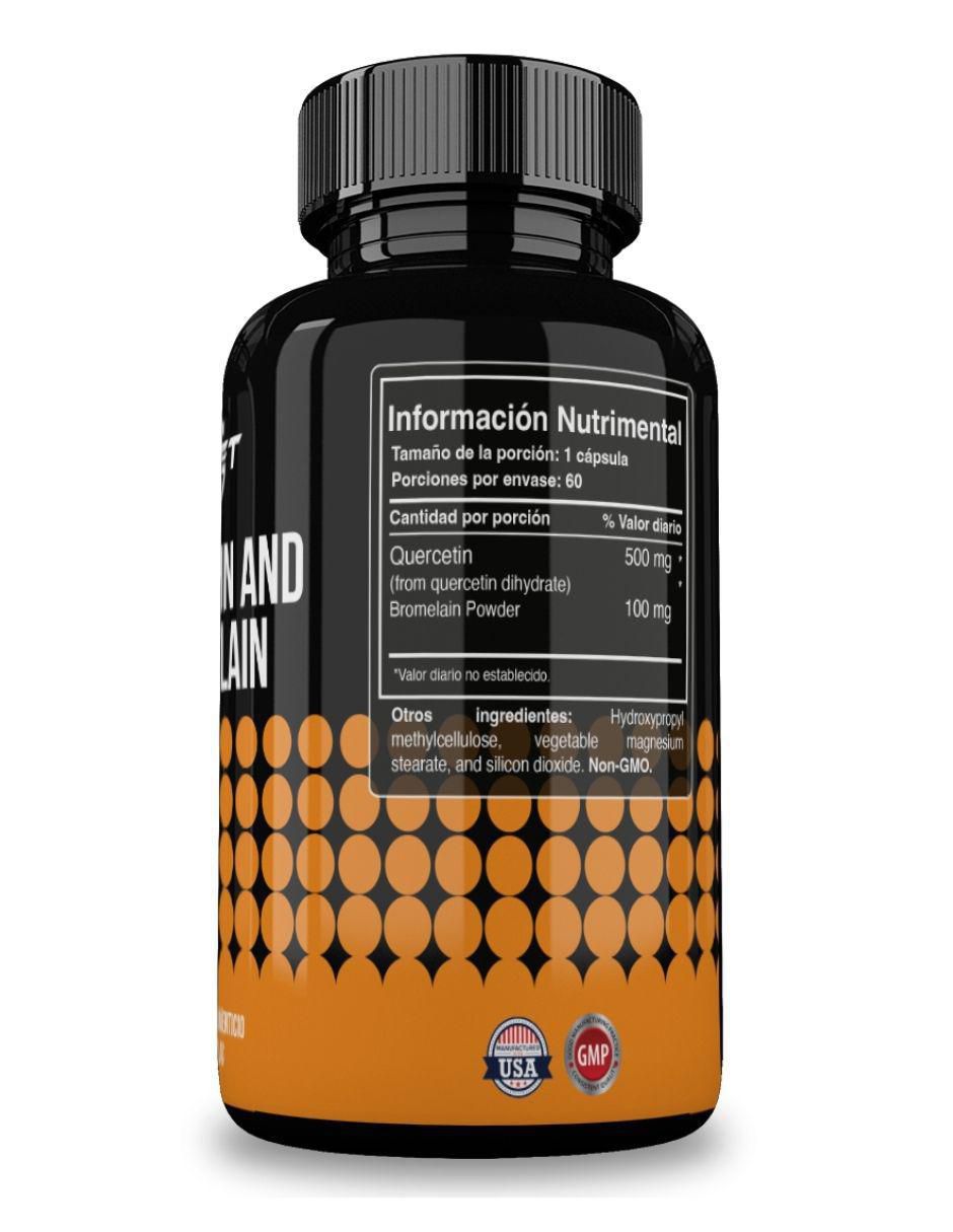 Quercetin and Bromelain con quercetina y bromelia sabor natural de 60 cápsulas 2