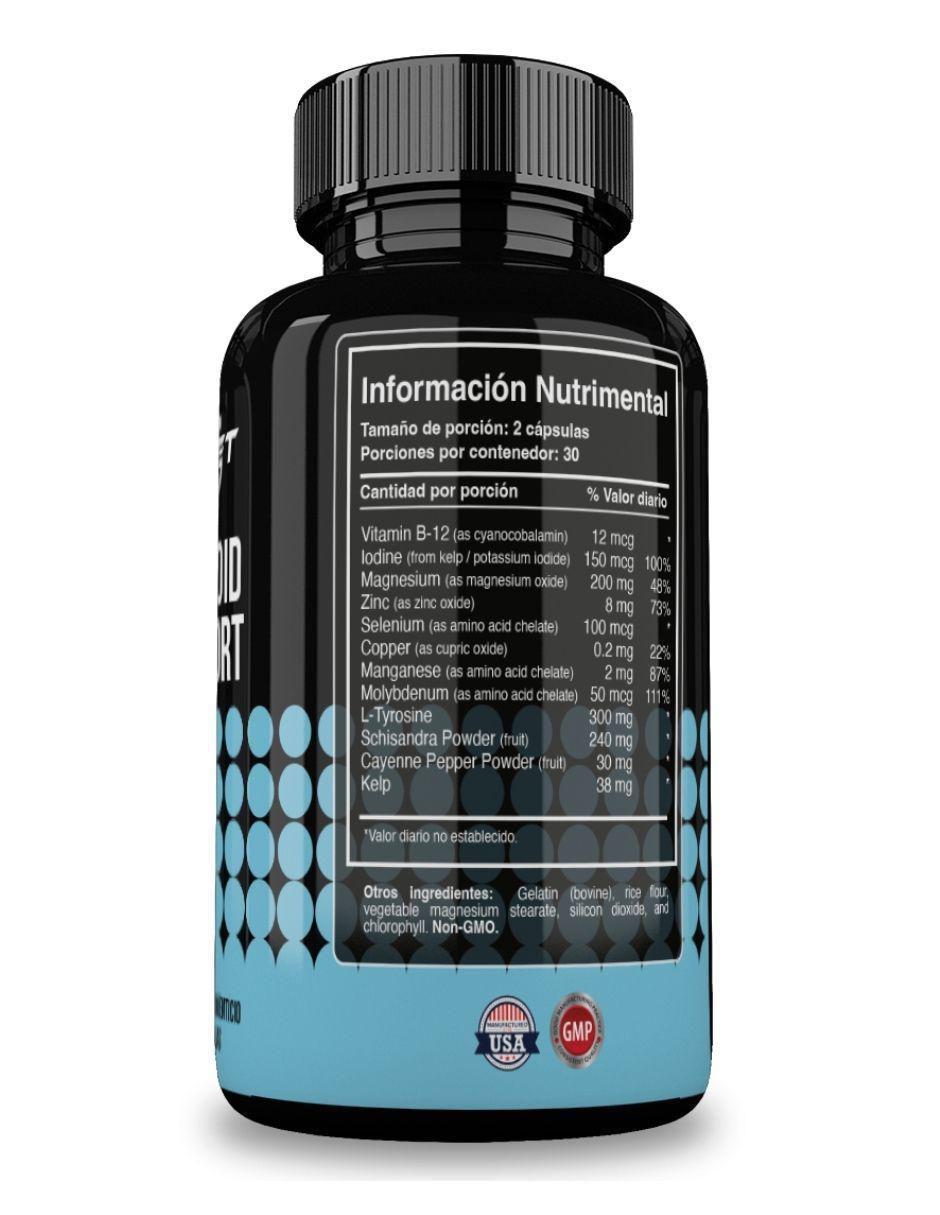 Thyroid Support con tirosina magnesio chisandra sabor natural de 60 cápsulas 3