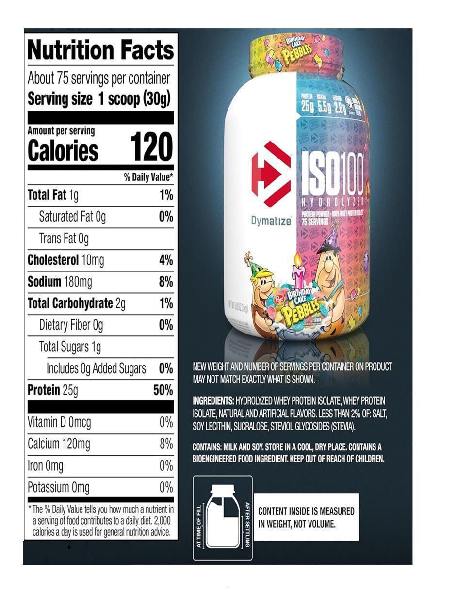 Proteina Suero De Leche 100% aislado e hidrolizado Dymatize Iso 100 sabor original de 2.2 kg 2