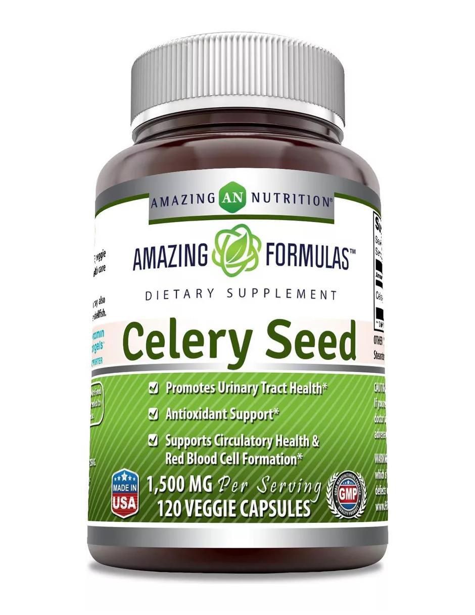 Celery Seed con semilla de apio sabor natural de 120 cápsulas Celery Seed con semilla de apio sabor natural de 120 cápsulas