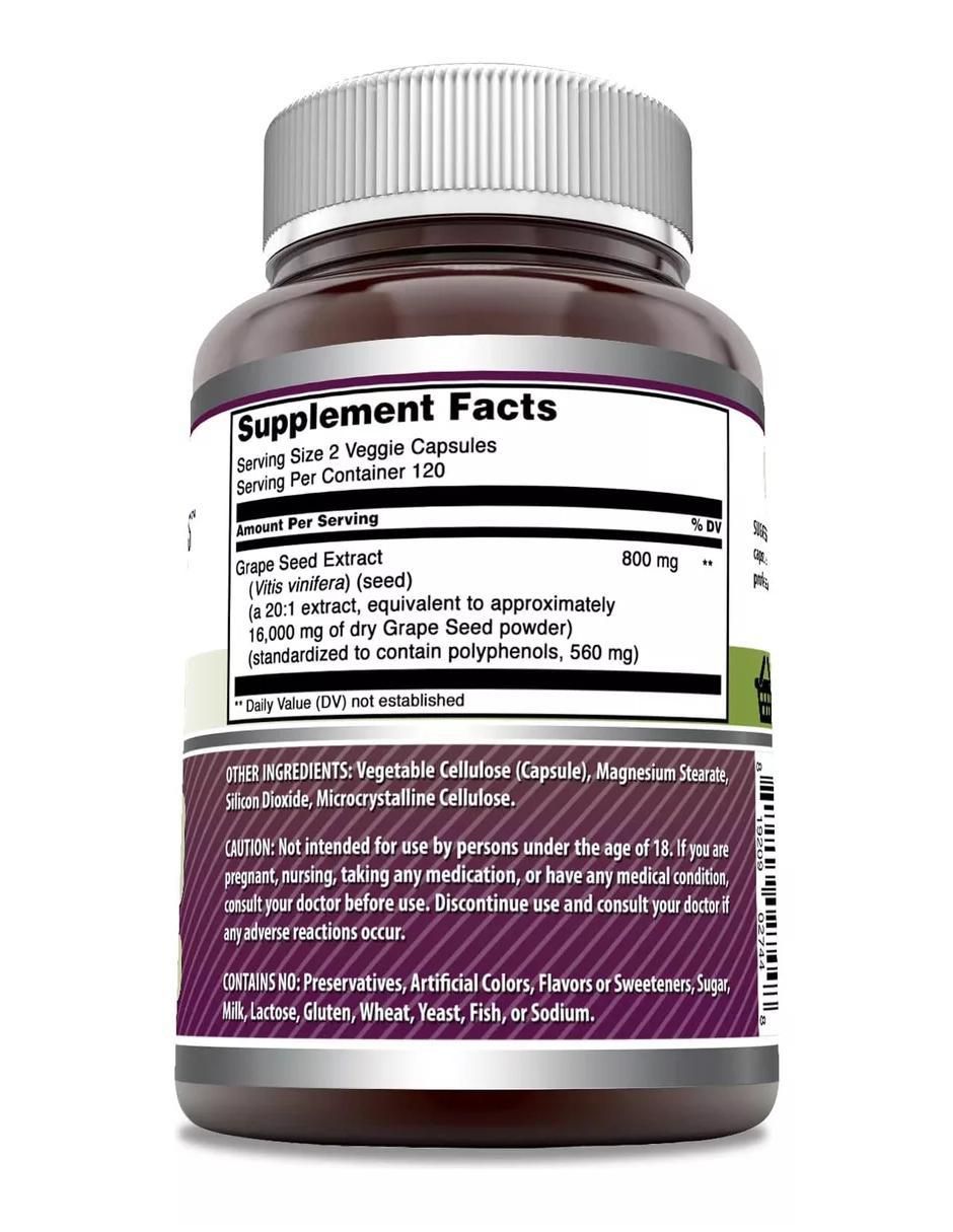 Grape Seed Extract con extracto de semilla de uva sabor natural de 240 cápsulas 2