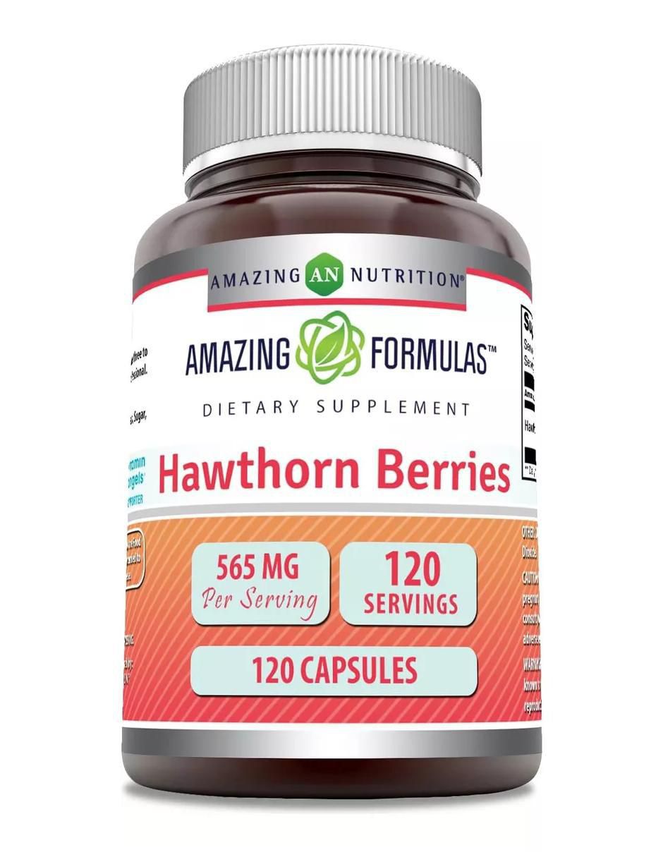 Hawthorn Berries con bayas de espino sabor natural de 120 cápsulas
