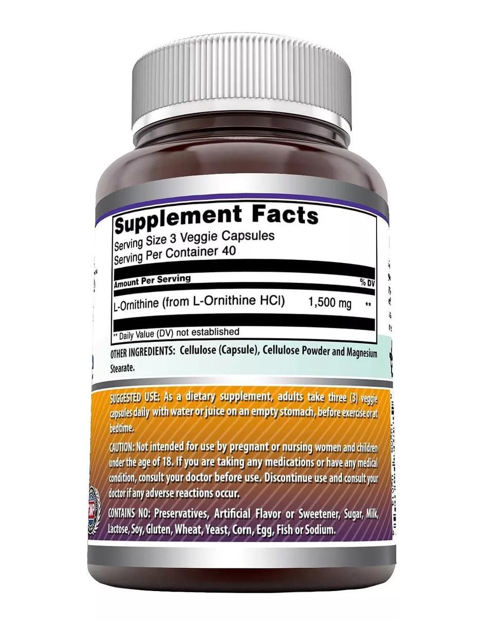 L-Ornithine con l-ornitina sabor natural de 120 cápsulas 2