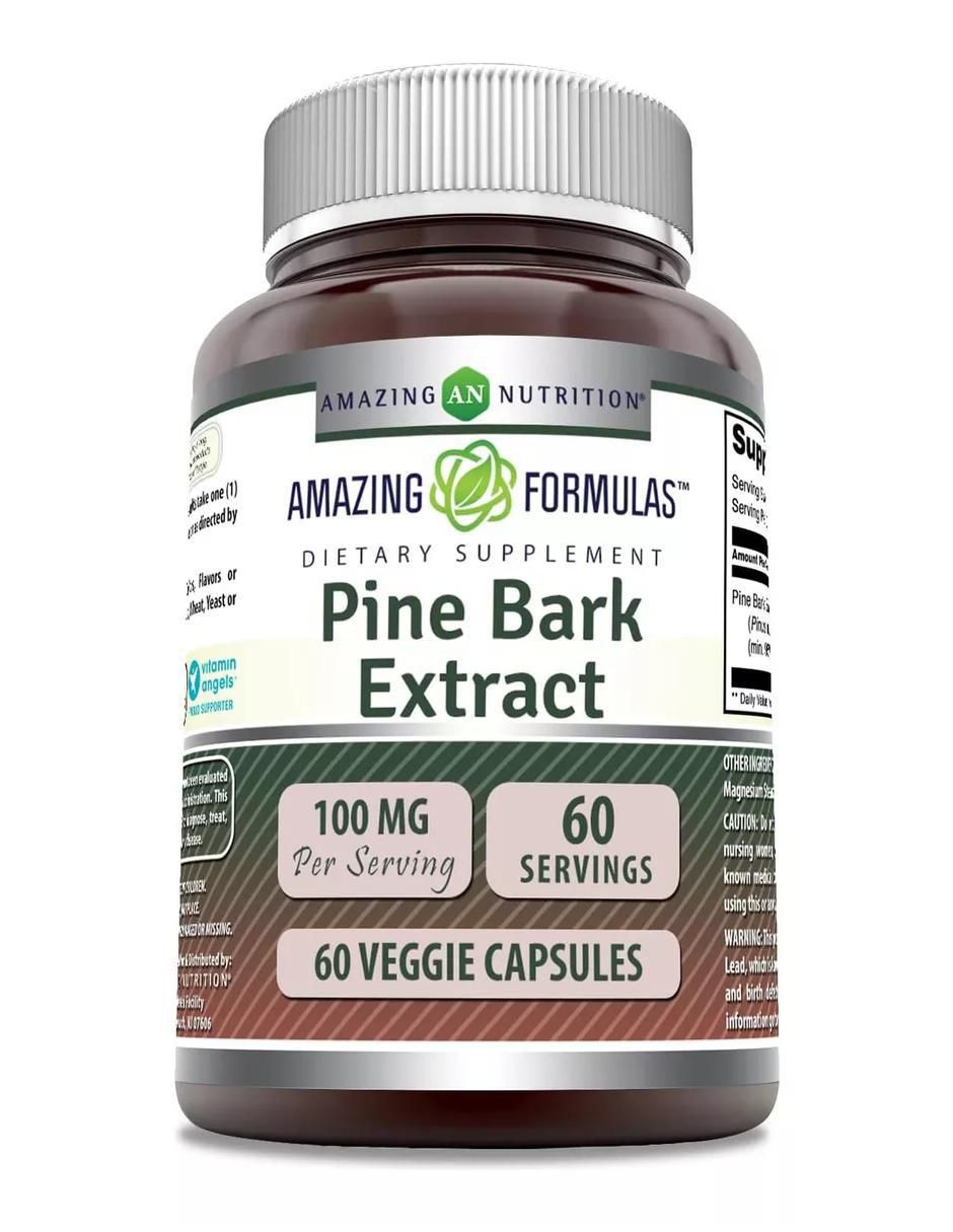 Pine Bark Extract con extracto de corteza de pino sabor natural de 60 cápsulas