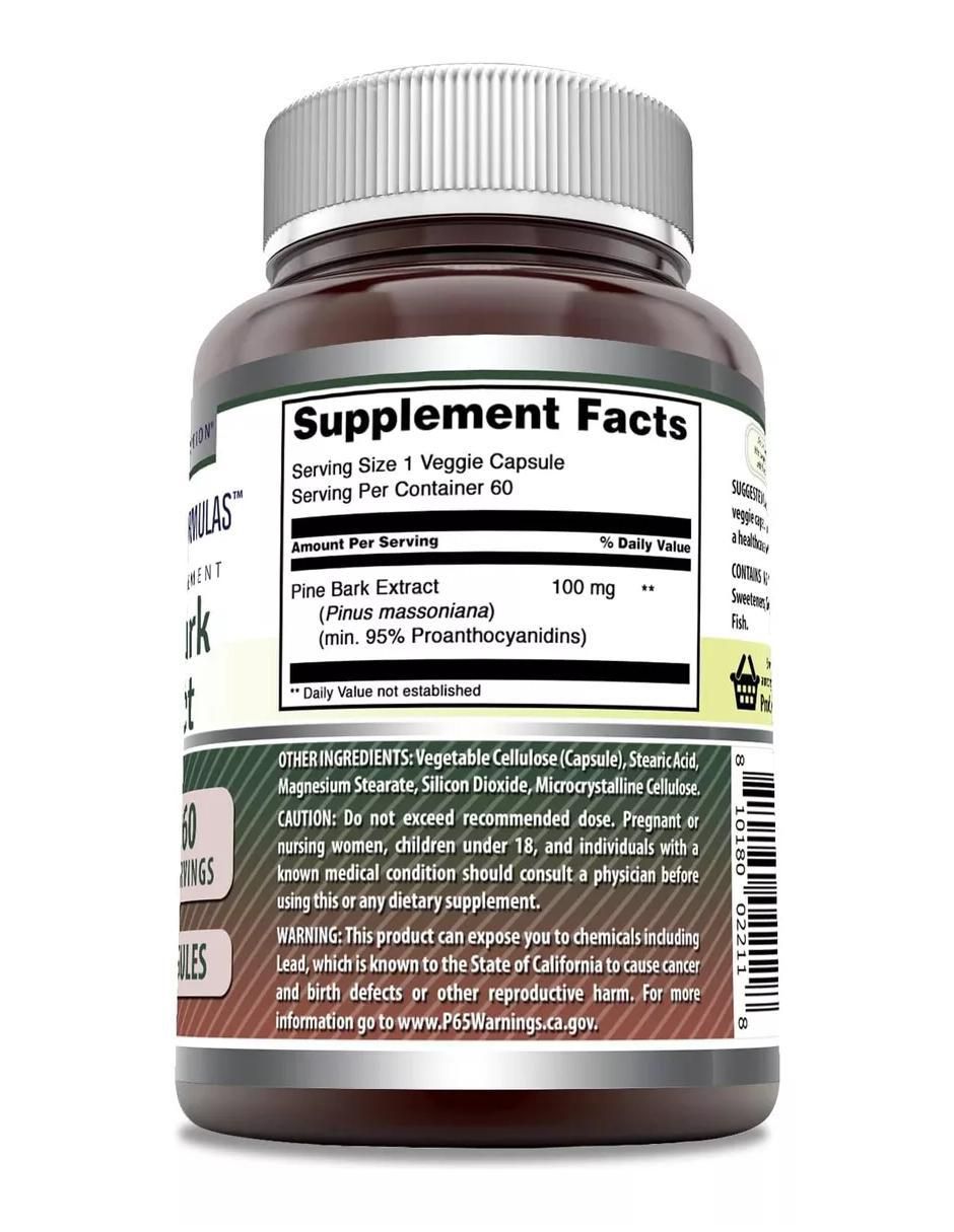 Pine Bark Extract con extracto de corteza de pino sabor natural de 60 cápsulas 2