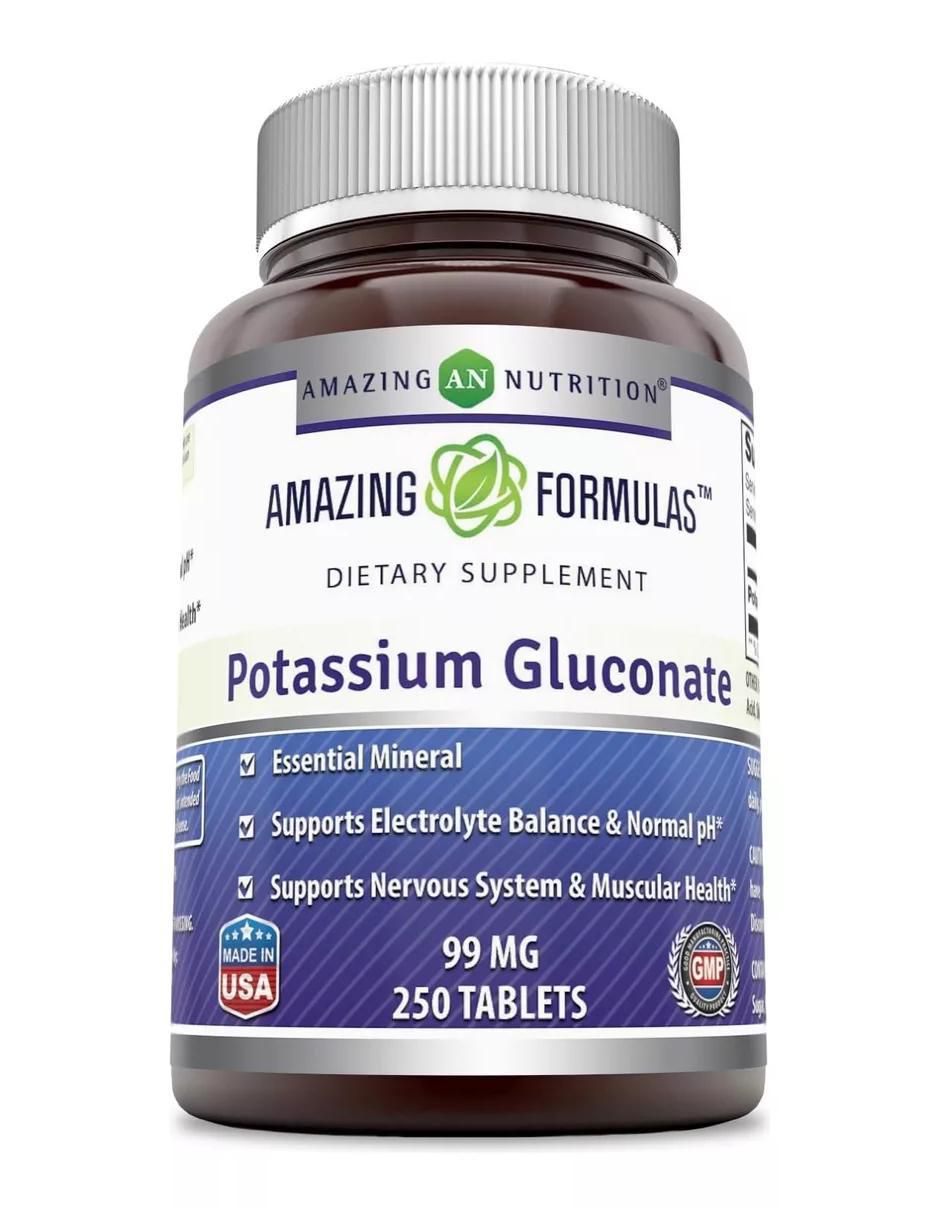 Potassium Gluconate con gluconato de potasio sabor natural de 250 tabletas