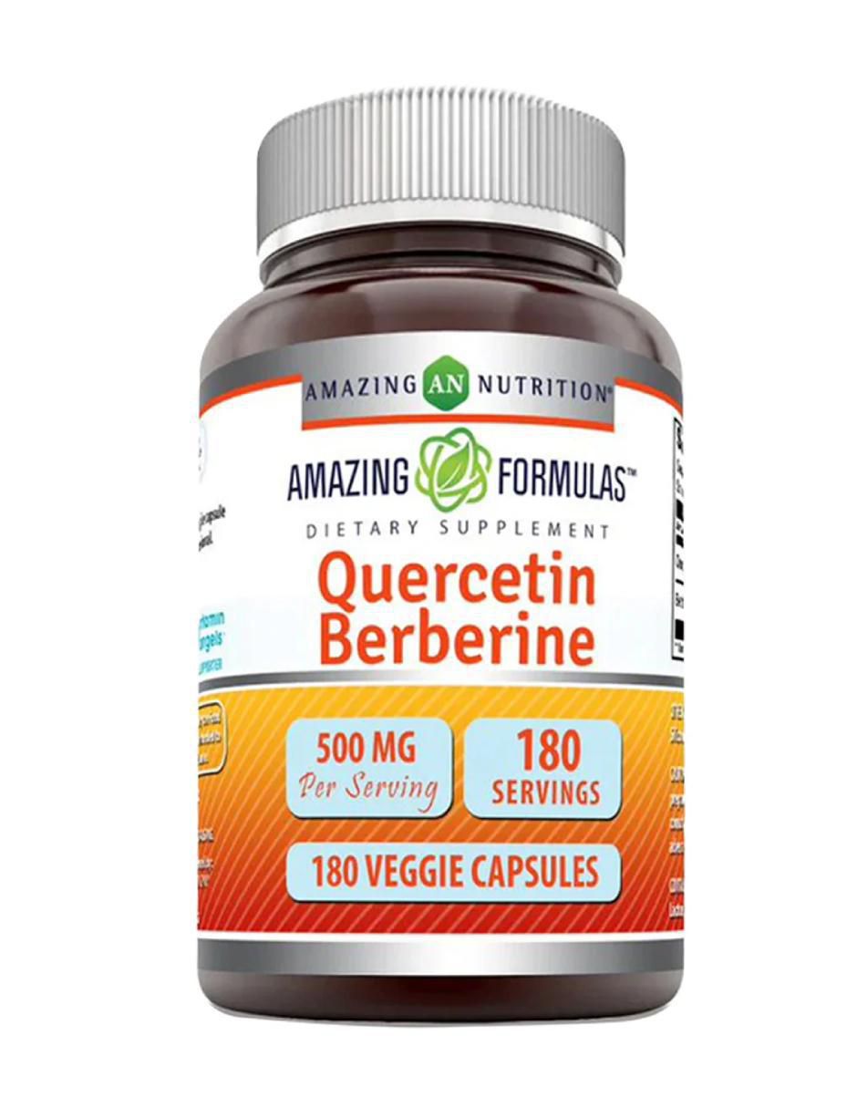 Quercetin Berberine con quercetina y berberina sabor natural de 180 Cápsulas