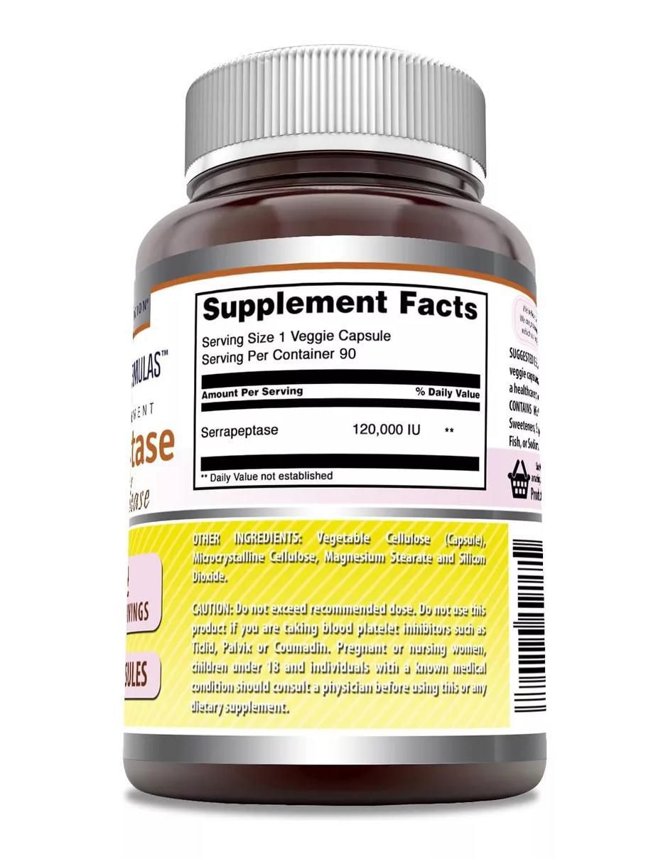 Serrapeptase con serrapeptasa sabor natural de 90 cápsulas 2