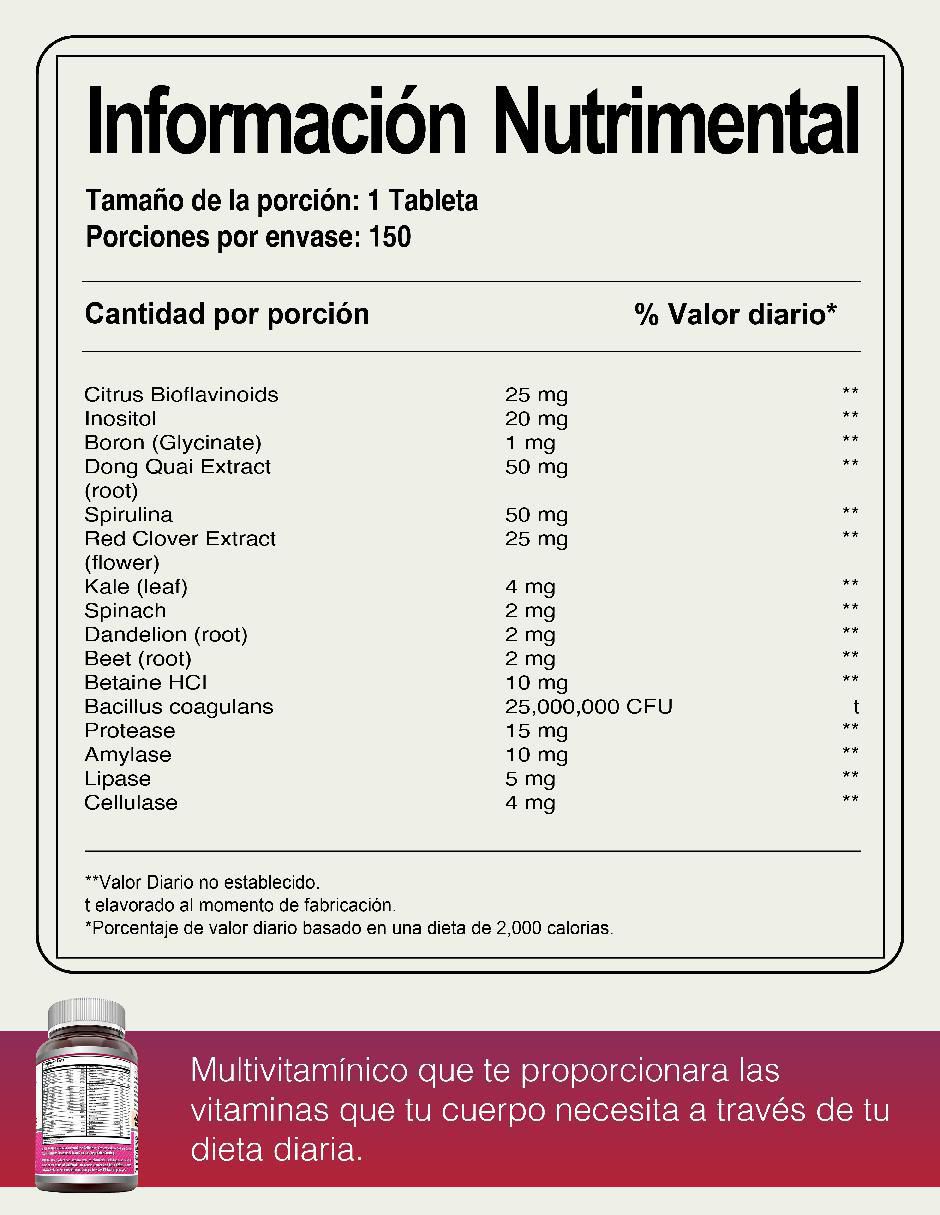Womens' One Multiple con multivitaminico sabor natural de 150 tabletas 3