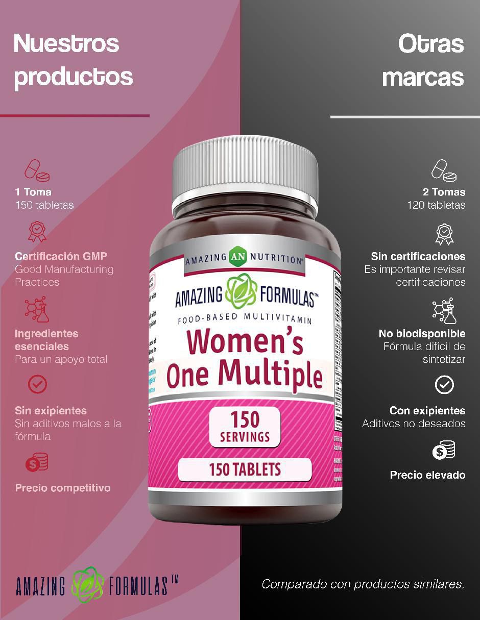 Womens' One Multiple con multivitaminico sabor natural de 150 tabletas 4