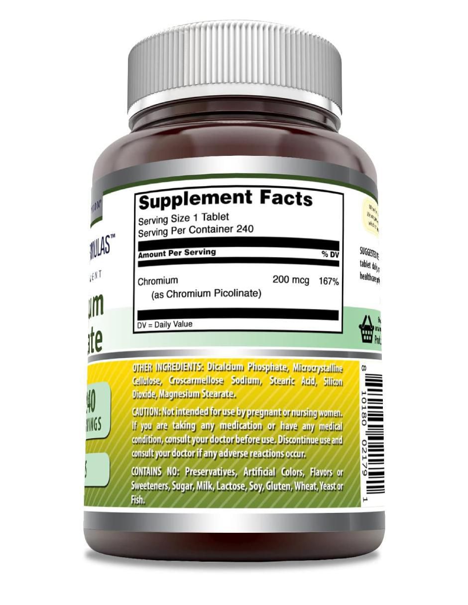 Chromium Picolinate con picolinato de cromo sabor natural de 240 tabletas 2