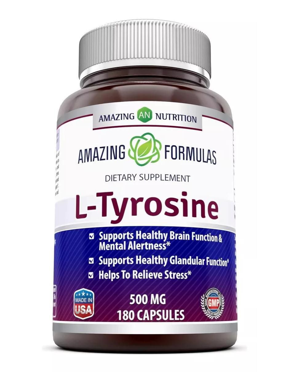 L-Tyrosine con tirosina sabor natural de 180 Cápsulas