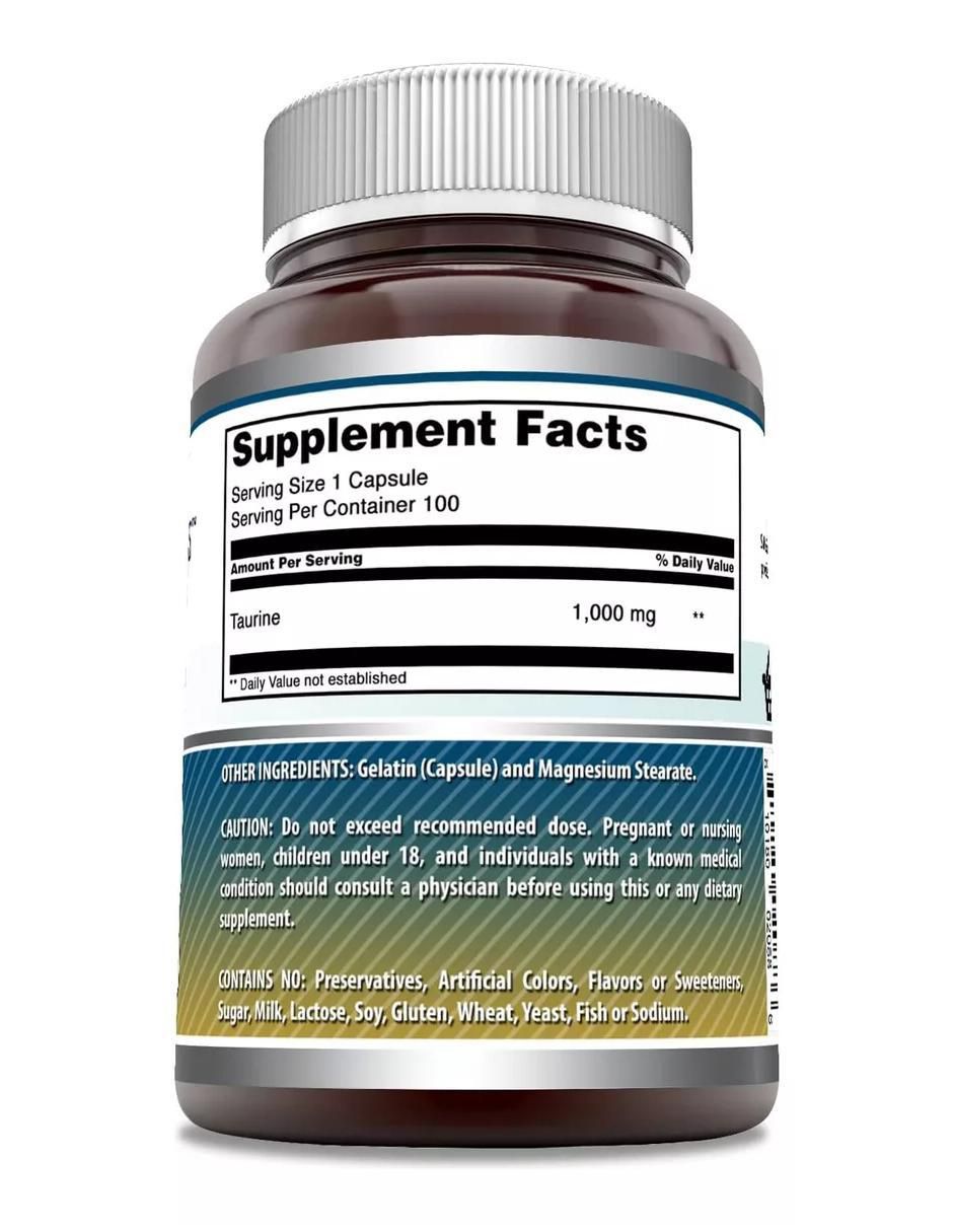 Taurine con taurina sabor natural de 100 cápsulas 2