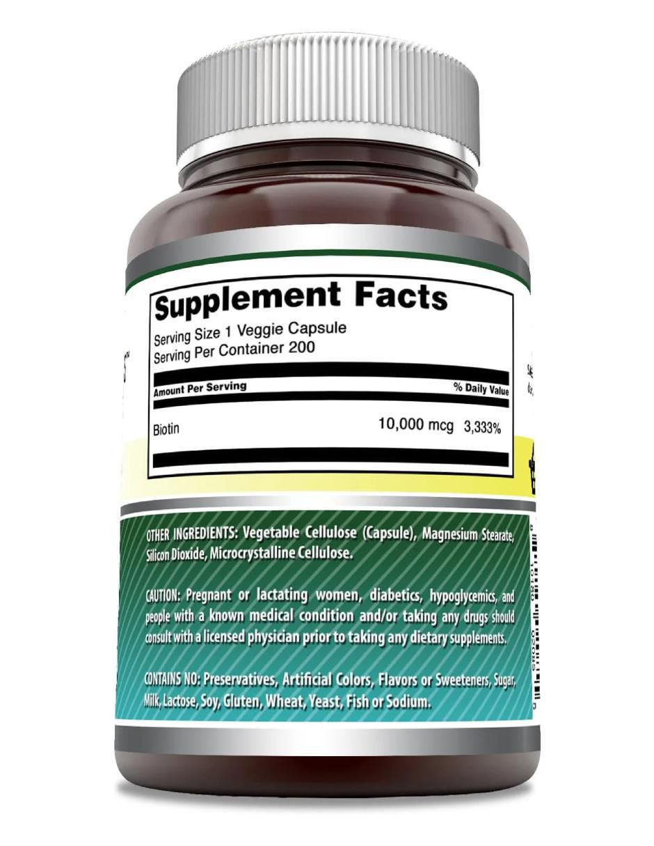 Biotin con biotina sabor natural de 200 cápsulas 2