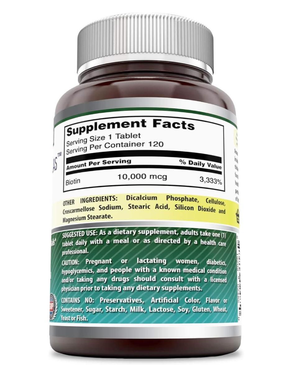 Biotin con biotina sabor natural de 120 tabletas 2