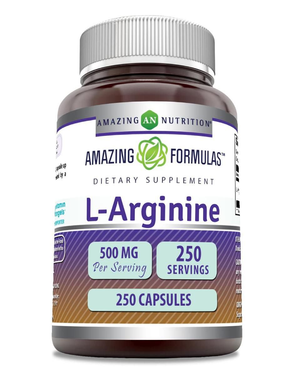 L-Arginine 500 mg con arginina sabor natural de 250 cápsulas