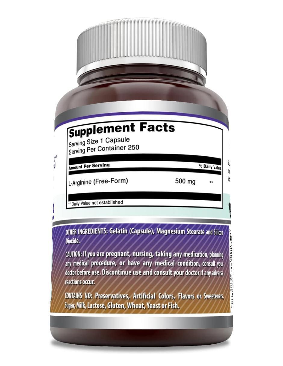 L-Arginine 500 mg con arginina sabor natural de 250 cápsulas 2
