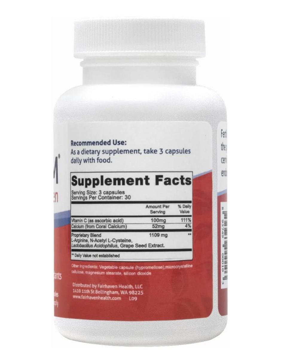 FertileCM Fertilidad con vitamina C, calcio, anginina, acetyl, cesteyne sabor natural de 90 cápsulas 2