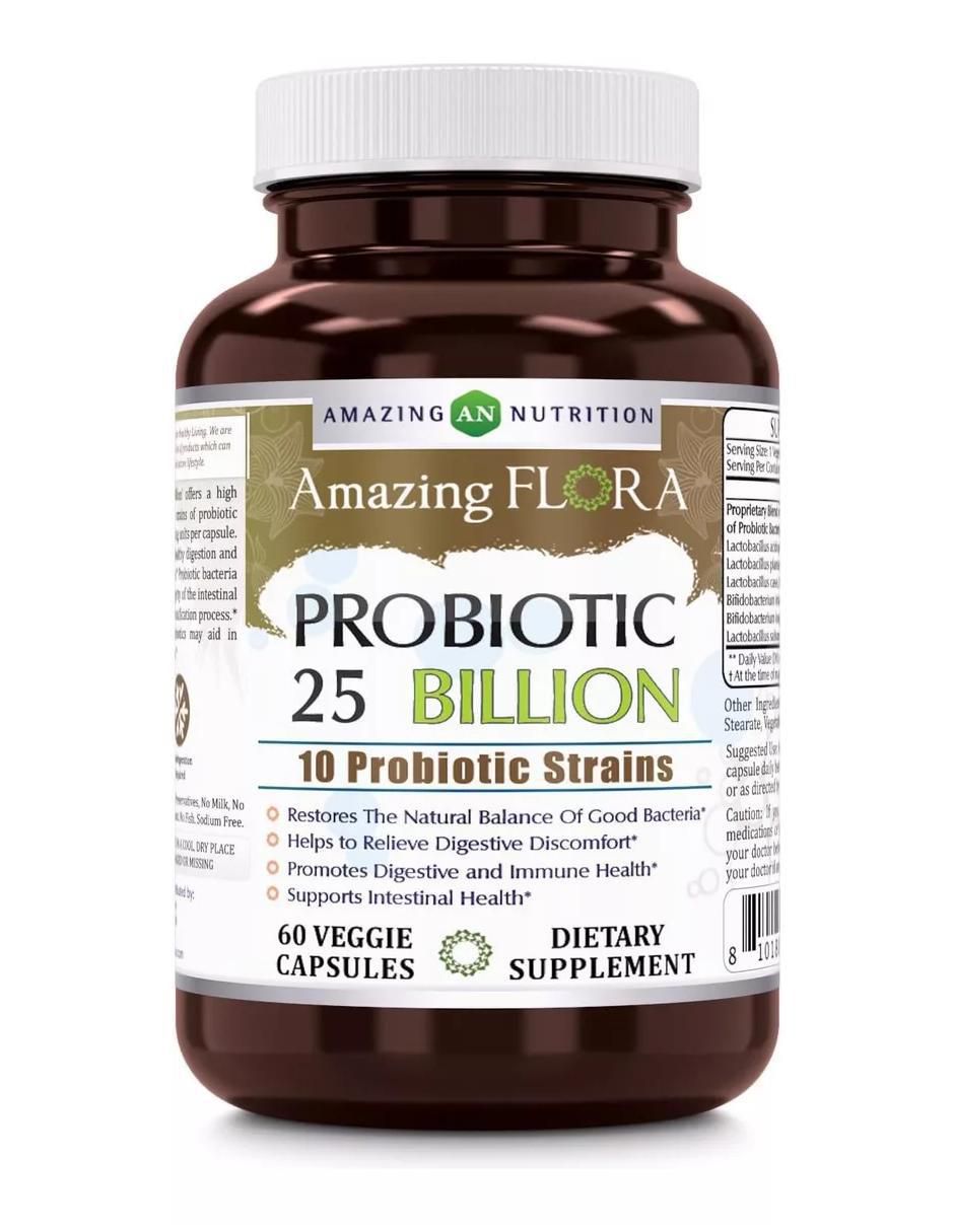Flora Probiotic Probioticos con 25 billones de próbioticos sabor natural de 60 cápsulas
