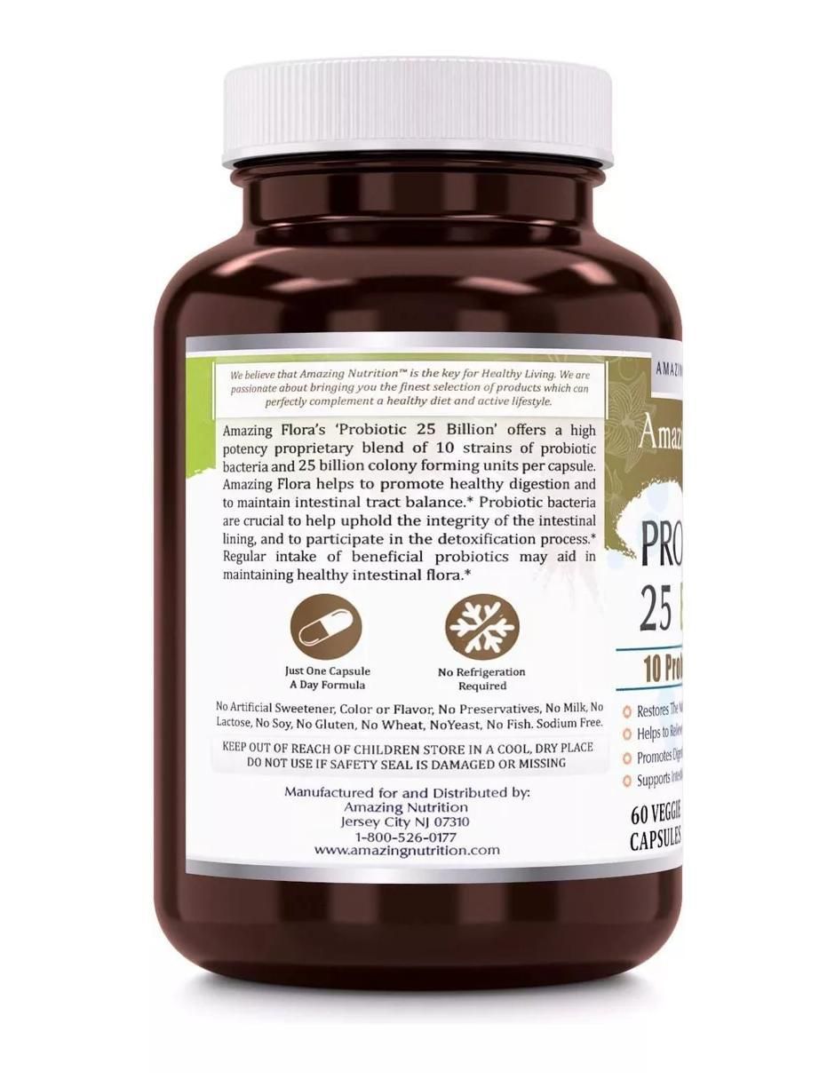 Flora Probiotic Probioticos con 25 billones de próbioticos sabor natural de 60 cápsulas 3