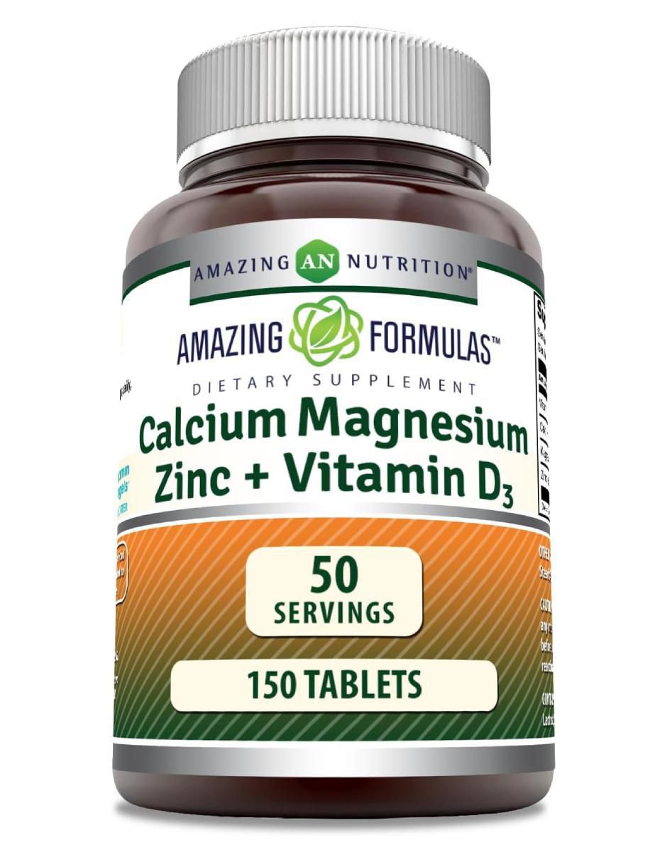 Calcium Magnesium Zinc + Vitamin D3 con calcio, magnesio, zinc + vitamina d3 sabor natural de 150 tabletas Calcium Magnesium Zinc + Vitamin D3 con calcio, magnesio, zinc + vitamina d3 sabor natural de 150 tabletas