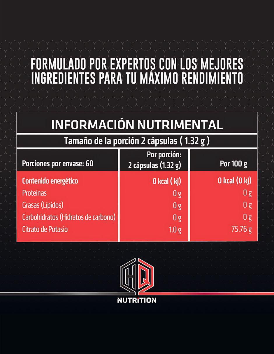 Citrato de potasio de 120 cápsulas