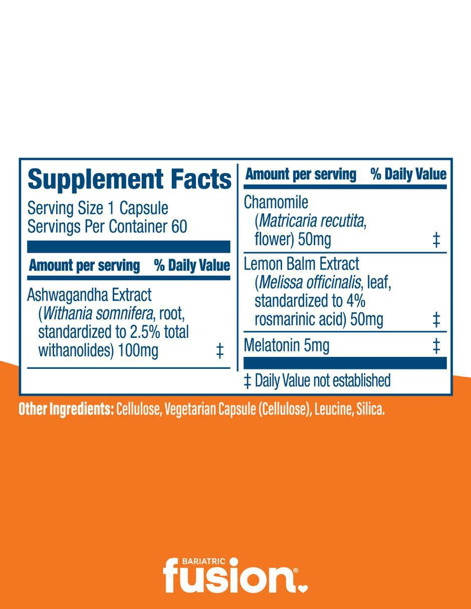 Sleep Support Dormir Bariátrico con ashwagandha, manzanilla, melatonina, bálsamo de limón sabor natural de 60 cápsulas 3