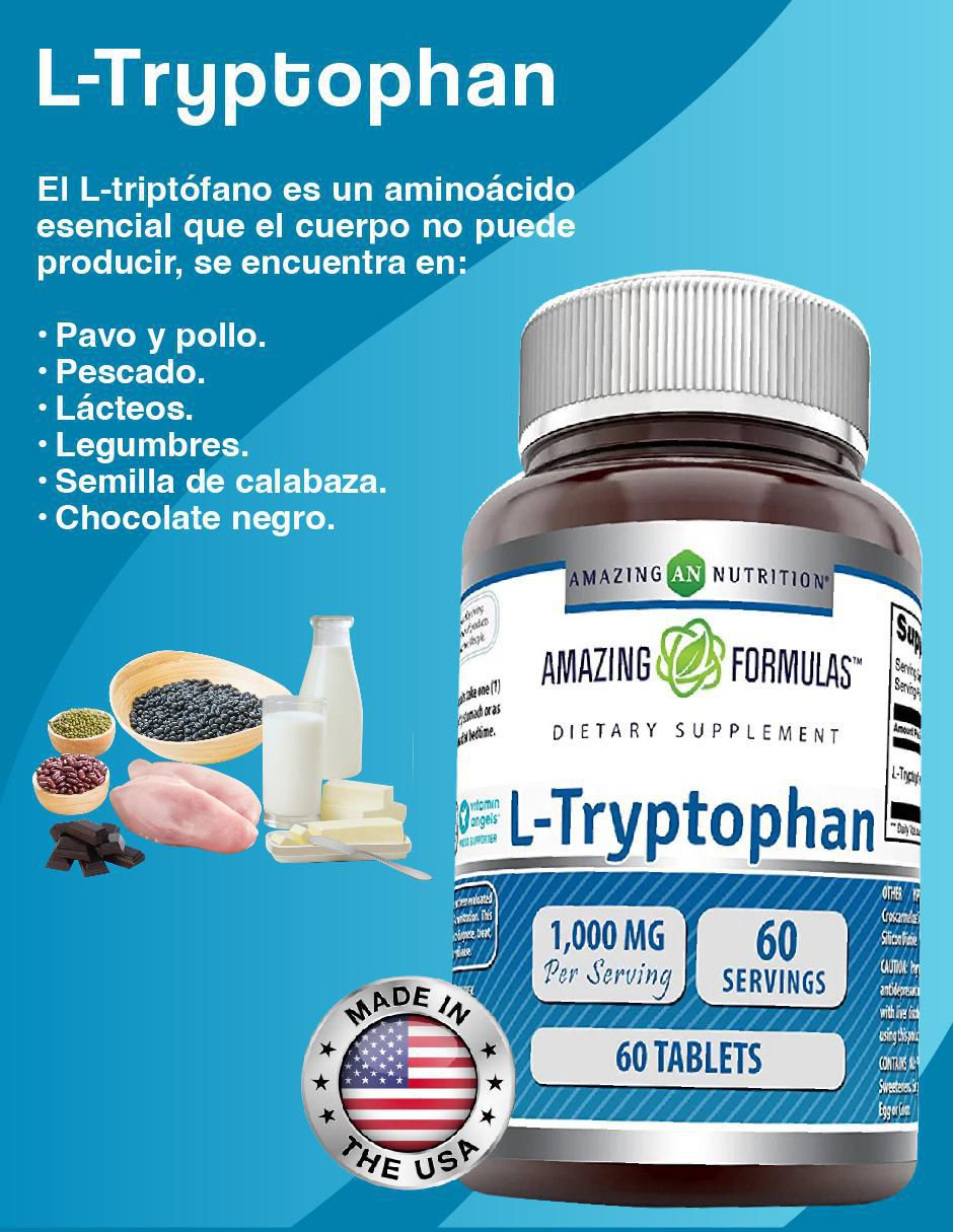 Tryptophan con triptófano sabor natural de 60 tabletas 2