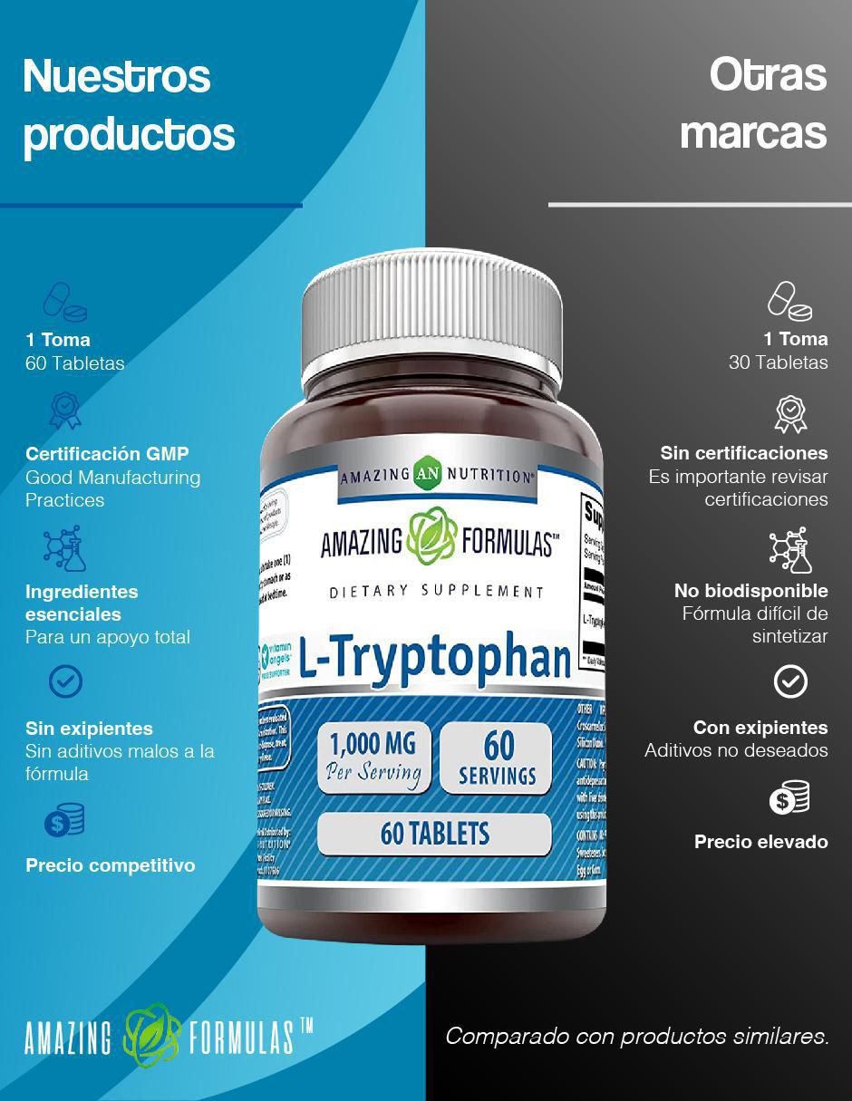 Tryptophan con triptófano sabor natural de 60 tabletas 5