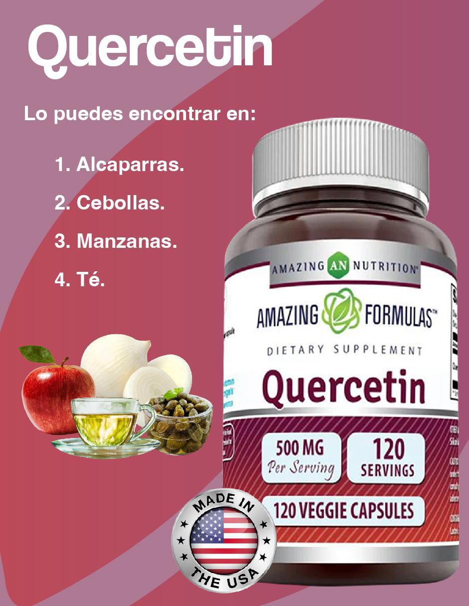 Quercetin 500 mg con quercetina sabor natural de 120 cápsulas 2