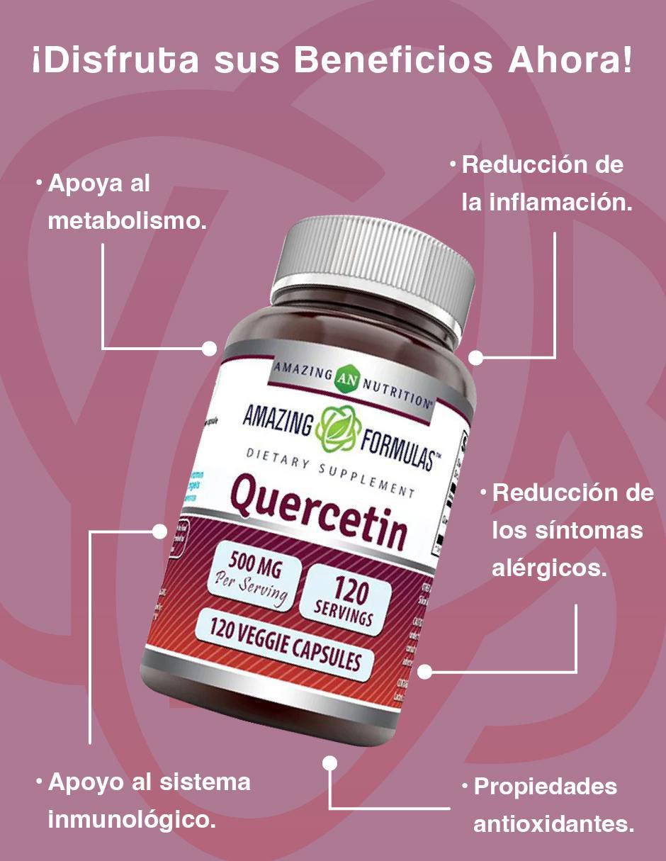 Quercetin 500 mg con quercetina sabor natural de 120 cápsulas 3