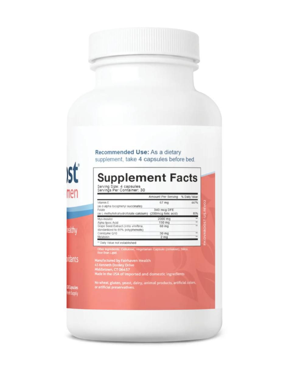 OvaBoost con vitamina e folate myo inositol sabor natural de 120 cápsulas 2