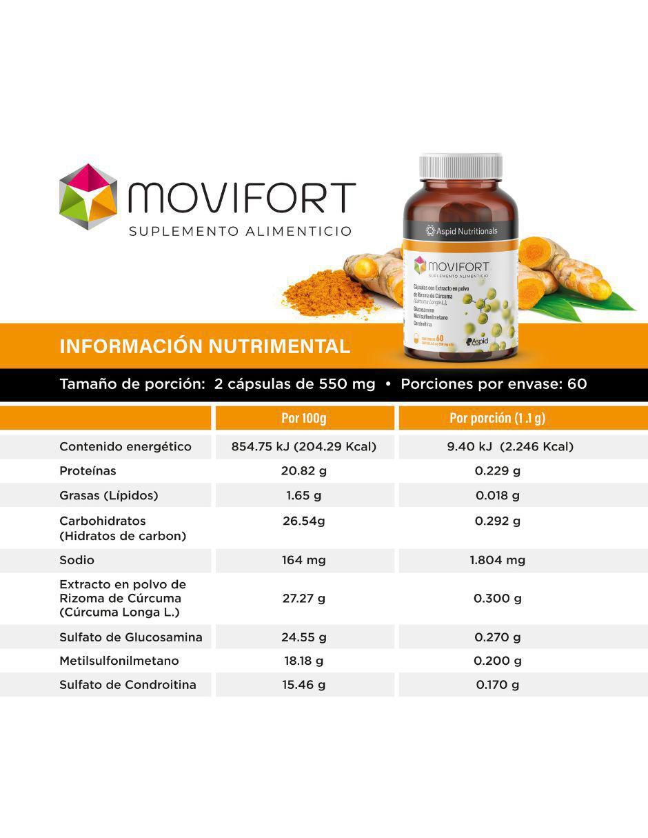Paquete con 3 frascos, en total Movifort con glucosamina de 180 Cápsulas 4