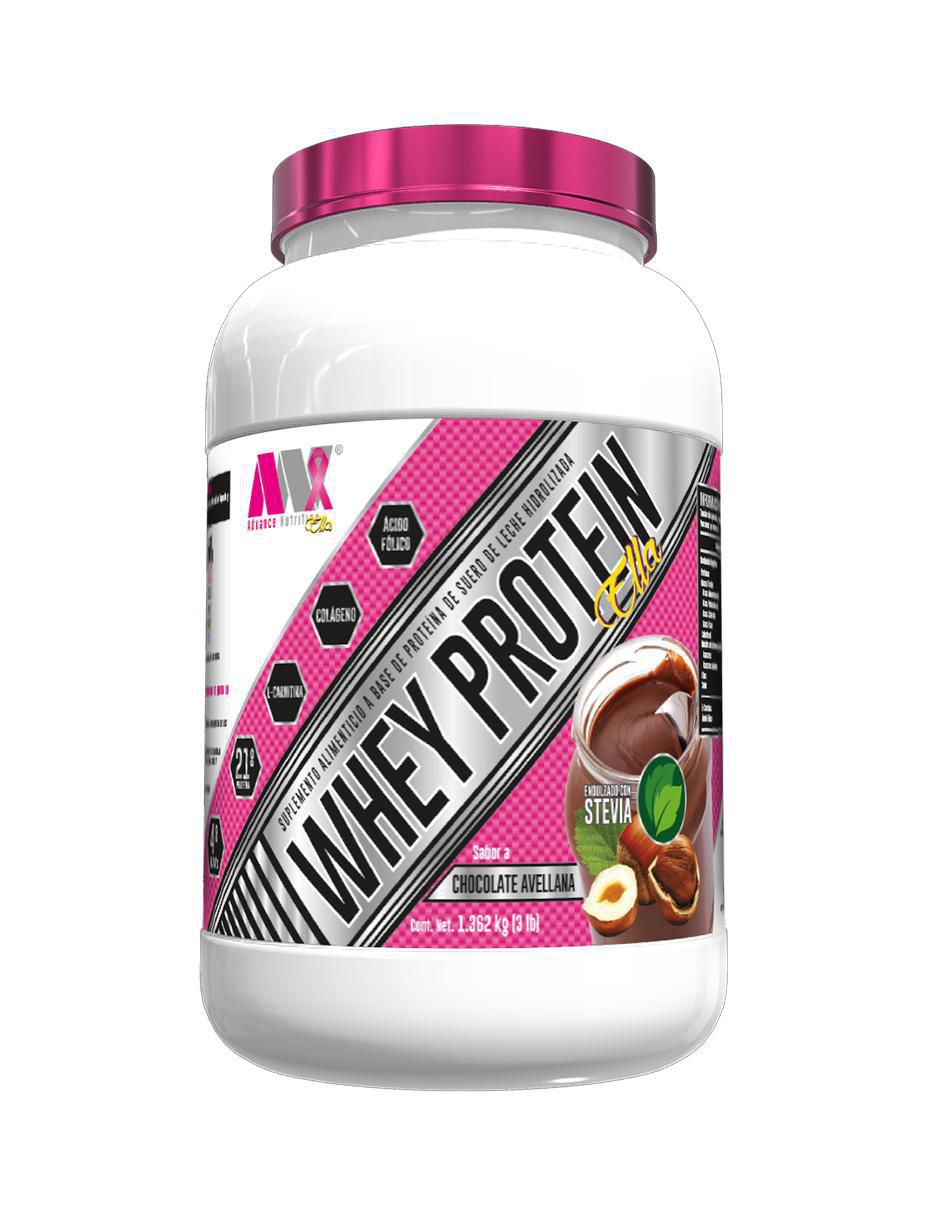 Whey protein ella con proteína de suero de leche sabor choco-avellana de 3LB