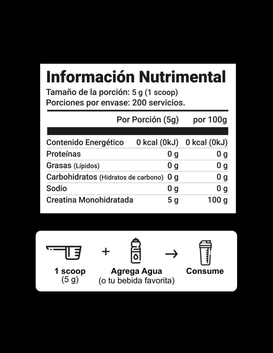 Creatina Monohidratada Alta Pureza Suplemento Deportivo en Polvo Sin Azucar de 1 kg 4